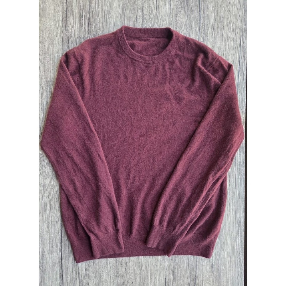 Quince Mongolian Cashmere Crewneck Sweater Mens XL Burgundy Old Money (FLAW)